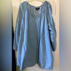 Ellos Plus Size Light Blue Denim Tunic
